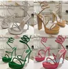 2024 designer sandal women leather snake wrap ankle strap formal wedding shoes