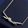 Luxury Tiifeniy Designer Pendant Necklaces High version knot necklace for women S925 sterling silver knotted bow pendant with highquality 18K gold plated lock bone