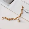 Beaded Vintage Court Baroque Elegant Atmosphere Large Pearl Pendant Metal Thick Chain Bracelet for Women Designer Jewelry Pulseras