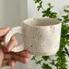 Tumblers 250ml Ceramic Mug Ring Handl Coffee Milk Modern Print Porcelain Handmade Hot Chocolate Cup Couple Handgrip Cups H240425