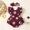 Одноказки Patpat 100% хлопок 2pcs Baby Girl Bodysuit Daisy Print Crepe Fabra
