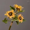 Fleurs décoratives Real Touch Artificial Silk Sunflower Bouquet Fake Collflowers pour arrangement Centres de table de mariage Decor à la maison décor