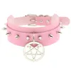 Colares Diezi Trendy Punk Rosa Colar Cheer de Cara para Mulheres Torques Harajuku Gothic Cirle Heart Pingente Jóias