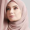 Hijabs Muslim Pearl chiffon de alta qualidade mini plissado chiffon hijab xale muçulmano para mulheres lenço hijab d240425
