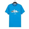 designerka T Shirt Mens Shark Fashion Casual Clothing Oddychający koszulka wysokiej jakości koszulka streetwear popowy graffiti z farbą sprayową z krótkim rękawem