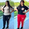 Tamanho superior do pluz 3xl 4xl O designer das mulheres superisseu roupas de t-shirt de manga curta +calça de duas peças, conjunto de camisetas ao ar livre de duas peças para mulheres