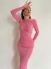 Urban Sexy Dresses Dulzura 2024 Summer Women Long Sleeve Ruched Midi Dress For Women Bodycon Sexy Streetwear Party Club Outfits Evening BirthdayL2404