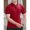 Men's T-Shirts 4 Colors ! 2023 Summer Mens New T-shirt Stand Neck Zipper Decoration Half Open Neck T-shirts High Quality Casual Short Sleeve TL2404