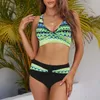 Kvinnors badkläder Summer Bikinis Women Cross High Maist Push Up Swimsuit 2024 Female Swimming Bathing Suit Bikini Set Boho Beachwear