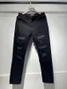 Mode high street heren jeans luxe designer broek hoogwaardige aammii bakstenen gaten strak passende voeten en geplooide jeans