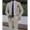 Herrenanzüge lässig beige Anzug für Herren Business Wedding Bräutigam Smoking Jacke Hose 2 Stück Set formelle Spitzenkragen Elegant Mann Outfit