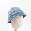 Kaps hattar tvättade denim hink hatt kvinnor fiskarmans hink hatt unisex bob caps hip hop gorros män panama vindtät hink hatt utomhus d240425