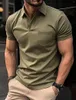 Heren Polos 2024 Men Korte Zomer LPOLO-shirt Fashion Pocket Pure Color T-Shirt Ademende feestkleding Top