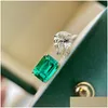 Rings Charm Emerald Dimaond Promise Ring 925 Sterling Sier Engagement Band For Women Bridal Jewelry Gift Drop Delivery Otkvr
