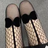 Women's Panties Fishnet Bow Korea Lady's Knitting Net Socks Intimate Plain See-Through Women Tights Lace Pantyhose Stripper Underwear In