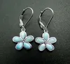 Natural Larimar Jewelry Flower Earring Fine Jewelry Silver Dangle Earrings 100 925 Sterling Silver Jewelry for Girl039S Earrin7017969