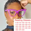 Linser Fashion Anti Blue Light Cat Eye Reading Glasses Lady Purple Gelglas Kvinnor Spectacle Frames Transparenta Glasögon 0 till +6