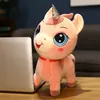 Süße stehende Einhorn -Plüsch -Spielzeugpuppe Schlaf auf Betttuch Puppe Umarmung Kissen Pony Puppe Greifmaschine Puppe