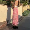 Spódnice y2K retro kwiatowy nadruk dla kobiet letnie bohemijska elastyczna talia prosta, długa bajka