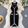 Abiti casual 2024 Slim Sexy V Neck Abbottoni a maglia BodyCon Abito corto Donne Summer Party Stretch Ternine Gestidos guaina