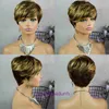 Peruki Kobiety ludzkie włosy chanxiu ludzkie włosy peruka krótka pełna maszyna zestaw słuchawkowy ludzki humanhair pixie cut