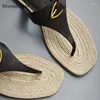 Sandaler 2024Summer Fashion Versatile Clip Fötter Flat Bottom Cool Drag Lazy Slippers For Women to Wear Externt Non Slip Beach Shoes