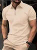 Herren Polos Summer Men Stripe Mode Kurzarm Leichtes Geschäft Casual Polo Shirt Halbzip Solid Elastic Office T-Shirt