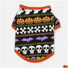 Dog abbigliamento camicia per cani Halloween Pets T-shirt Outfit di costumi fantasma carino abiti da cucciolo di zucca per piccoli gatti da cagnolino pet gy drop dhqsv