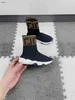 클래식 키즈 신발 편직 디자인 베이비 스니커즈 크기 26-35 포함 골판지 상자 고품질 레터 인쇄 소년 발목 부츠 24APRIL