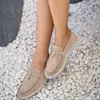 Casual Shoes Unisex Cow Suede äkta lädermärke Högkvalitativ kvinnors bekväma promenad Loafers Män lägenheter Skodon 2024 Big Size 45