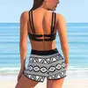 Women's Swimwear Fashion Split High Waist Printed Bikini With Bra Pads And No Steel Swimsuit Costume Da Bagno Donna Taglia Forte