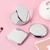 Mirrors Stainless Steel Portable Double Sided Mirror Rectangular Round Folding Cosmetic Mirror Women Handheld Metal Makeup Mirror