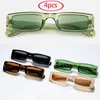Güneş gözlüğü 4 parça küçük dikdörtgen güneş gözlüğü kadın moda kare dar çerçeve retro marka güneş gözlükleri erkek güneşlikler retro yeşil oculos j240423