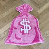 財布の形状房型ラグピンクのグリルルームアンチスリップトリッピーベッドルームハンドメイドラグラグカーペットリビングルームエントラングラグホームデコレーション240417