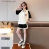 Clothing Sets Girls 2023 New Summer Cotton Casual Sportswear 3-14 Year Old Baby and Teenager Children Korean Style Set Childrens Q240425