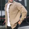 Мужские куртки 2024 мужская куртка весеннее кардиган поворотный воротник карманная кармана мягкая дышащая рубашка с длинным рукавом для стильного вида