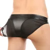 Briefs slipje slimme menmode sexy pu lederen fijn korrel gaasheren ondergoed ondergoed penis pocket bikini ondergoed glijden ondergoed y240425