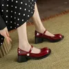 Casual Shoes Sandales PlateForm Femmes Red Black Round Toe Grunt Mary Jane For Ladies Spring Summer Imitation Pearl Zapato