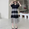 Maternity Dresses 2024 Summer Elegant Pregnant Woman Dress Short Sleeve O-Neck Block Color Patchwork Preppy Style Maternity A-Line Dress Wholesale