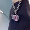Anhänger Halsketten Schöne Pink Serie Halskette kleines Design herzförmige Liebe Luxusstar Liebe Pink Crystal Sweet Neck Chain Gift
