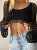 Creux du crochet bolero tricot talon top femmes pulls 240425