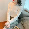 Blouses des femmes 2024 Femmes Ruffled Sweet Chic Stand Collar Solid Murffon Shirts coréens Fashion Long Manche Top Blouse Blouse de Mujer