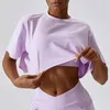 Lu Outdoor Dance Running Sports Sukienka jogi z krótkim rękawem Kobiety swobodne fitness Top Lose Sport T-shirt Kobiety