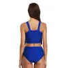 Women's Swimwear European And American Sexy Bikini Sports Pants Pleated Conservative High Waist Swimsuit Female Bathing Suits