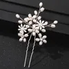 Fjug Wedding Hair Bineliry Fashion Crystal Pearl Rhinestone HairPins Stick Hair Clip dla kobiet Bridal Hair Akcesoria Party Wedding Hair Clips Jewelry D240425