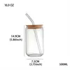 Tumblers Golden Mushroom Sticker Style 16oz Drinking Glass With Bamboo Lid And Straw Drink Juice Can Bottle Summer Drinks H240425