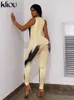 Kobiety Jumpsuits Rompers Kliou Trendy Hug Drukuj chudy kombinezonu kobiety swobodna załoga szyja slveres kształtowanie ciała romper panie codziennie strtwear ogólnie Y240425