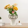 Storage Bottles Ceramic Tea Canister Tin White Table Centerpiece Ornament Porcelain Ginger Jar For Entrance Tabletop Bookshelf Cabinet