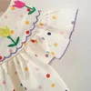 Robes de fille Vêtements pour enfants Summer Broderie Fleurs Baby Girls Robes Costume de manches courtes Mode de 0 à 3 ans