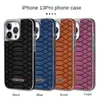 Mobiele telefoons, luxe python textuur lederen electroplating telefoonhoesje voor iPhone 15 14 plus 13 12 pro max achteromslag met ingebouwde flanel D240424